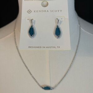 Kendra Scott x Target Necklace and Earring‎ Set - Silver Turquoise Jade NWT